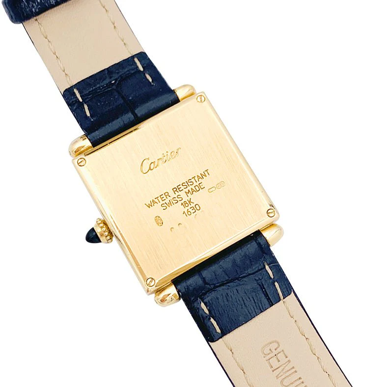 CARTIER Quartz watch "Tank Obus" in yellow gold and leather - Image 4