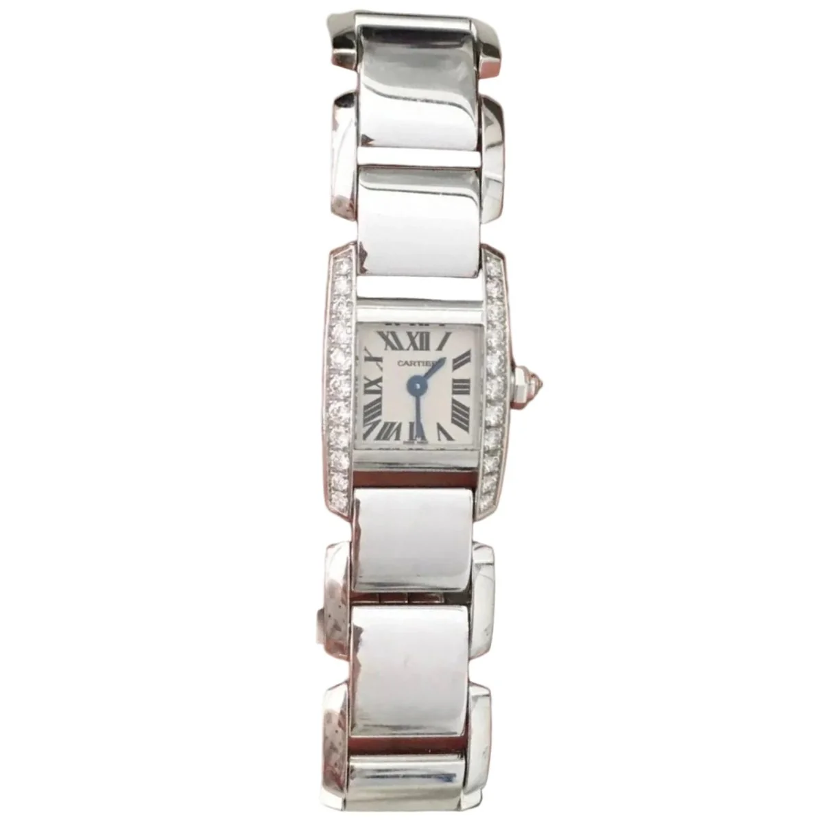 CARTIER "Tankissime" PM Watch in white gold, steel, and diamonds