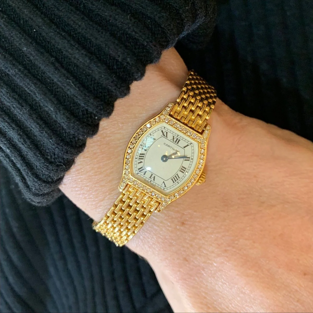 CARTIER "Tortue" watch in yellow gold, steel and diamonds - Image 2