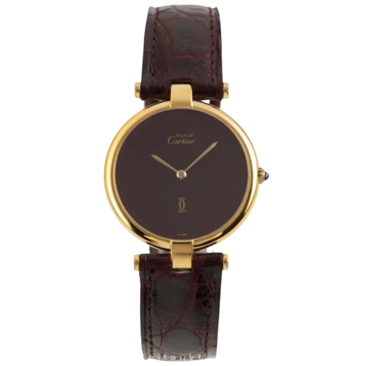 CARTIER "Vendôme" Watch in Vermeil and Leather