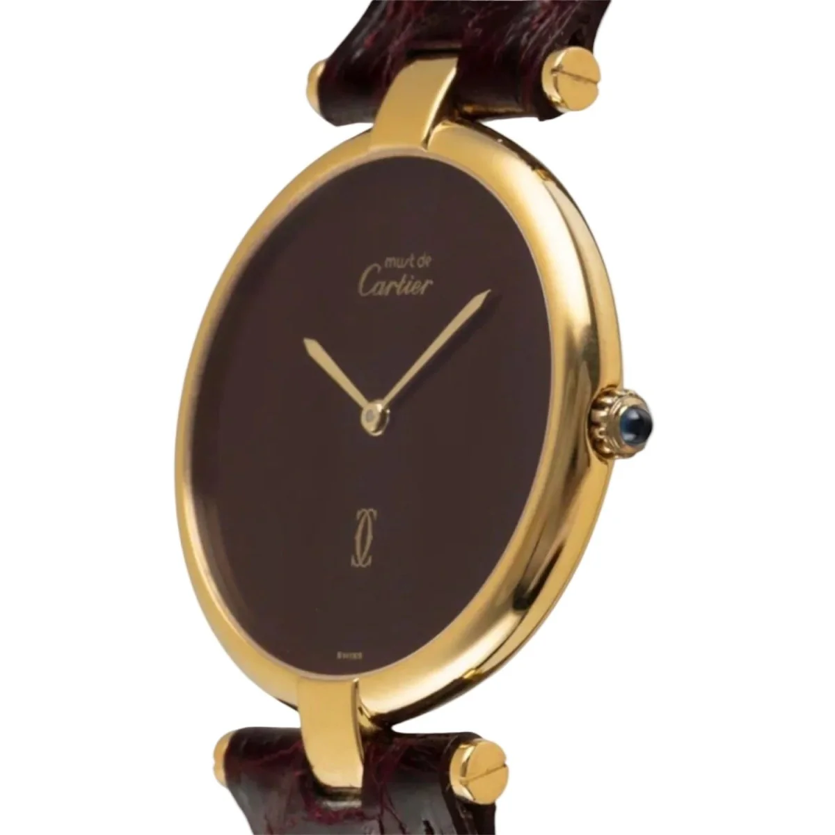 CARTIER "Vendôme" Watch in Vermeil and Leather - Image 2