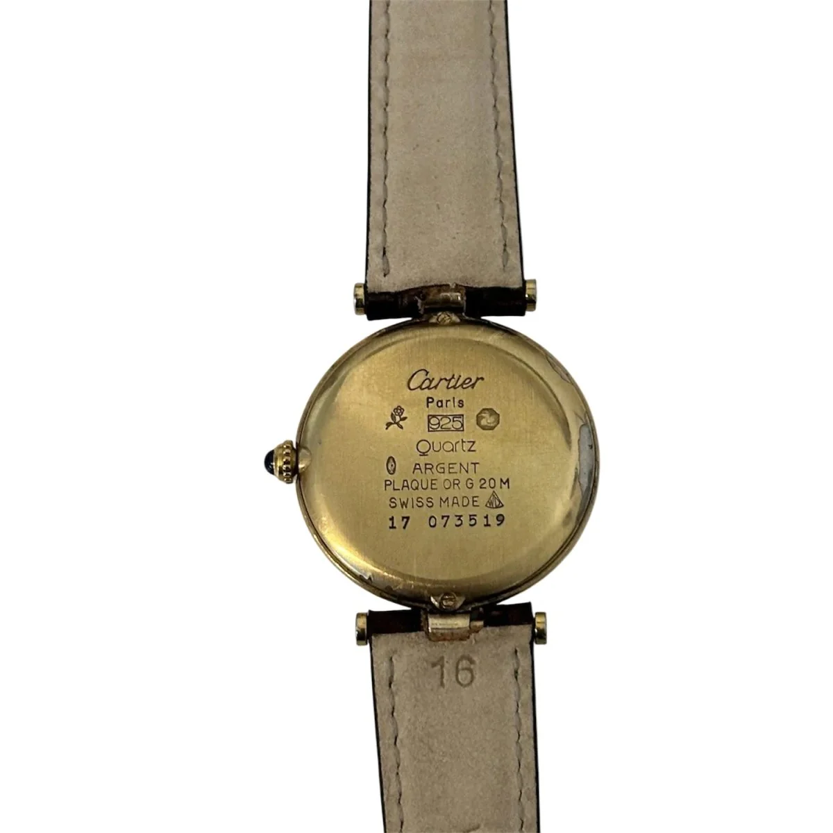 CARTIER "Vendôme" Watch in Vermeil and Leather - Image 3