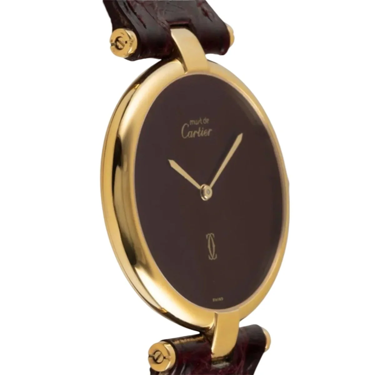 CARTIER "Vendôme" Watch in Vermeil and Leather - Image 4