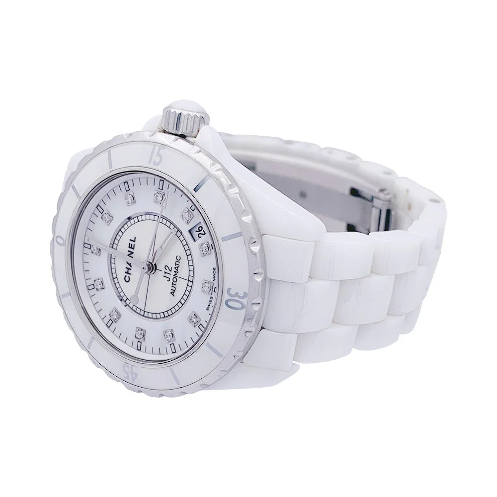 CHANEL “J12” white ceramic and diamond watch. - Image 3