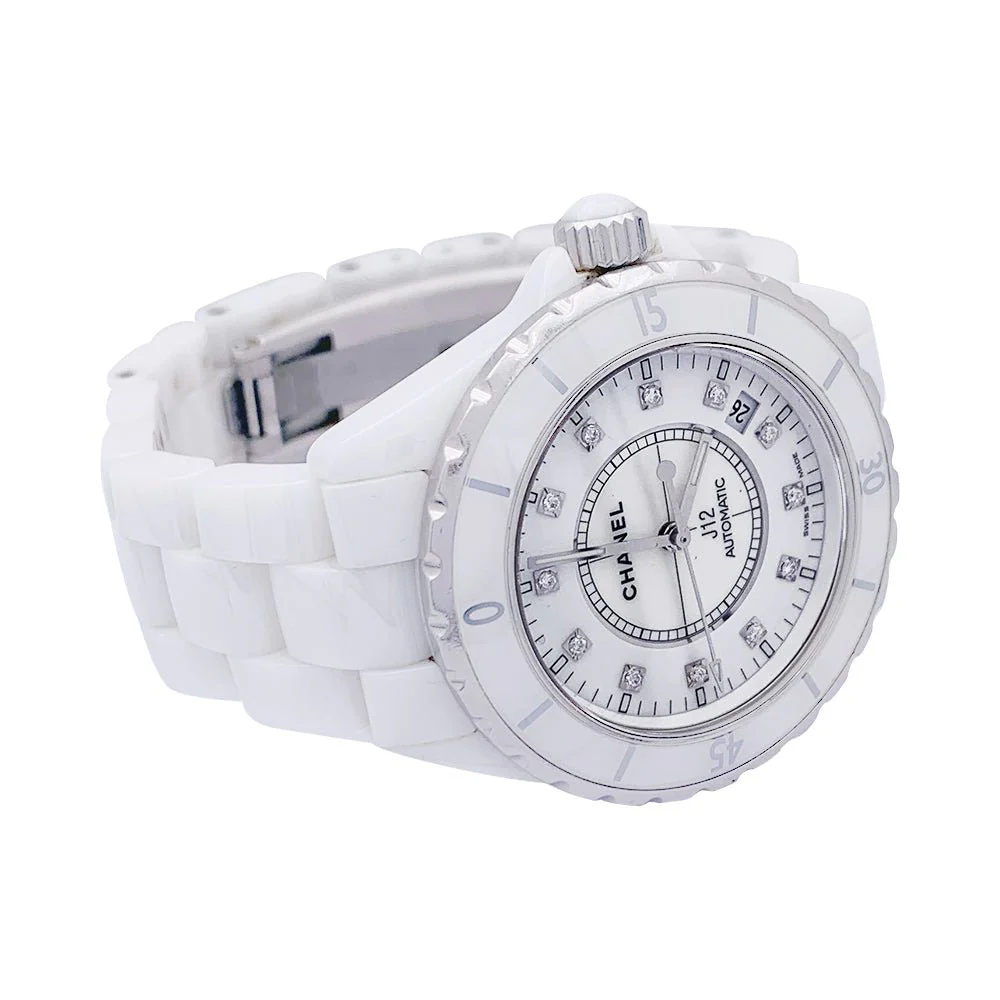 CHANEL “J12” white ceramic and diamond watch. - Image 5