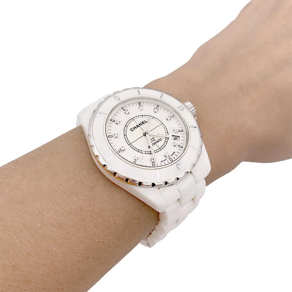 CHANEL “J12” white ceramic and diamond watch. - Image 6