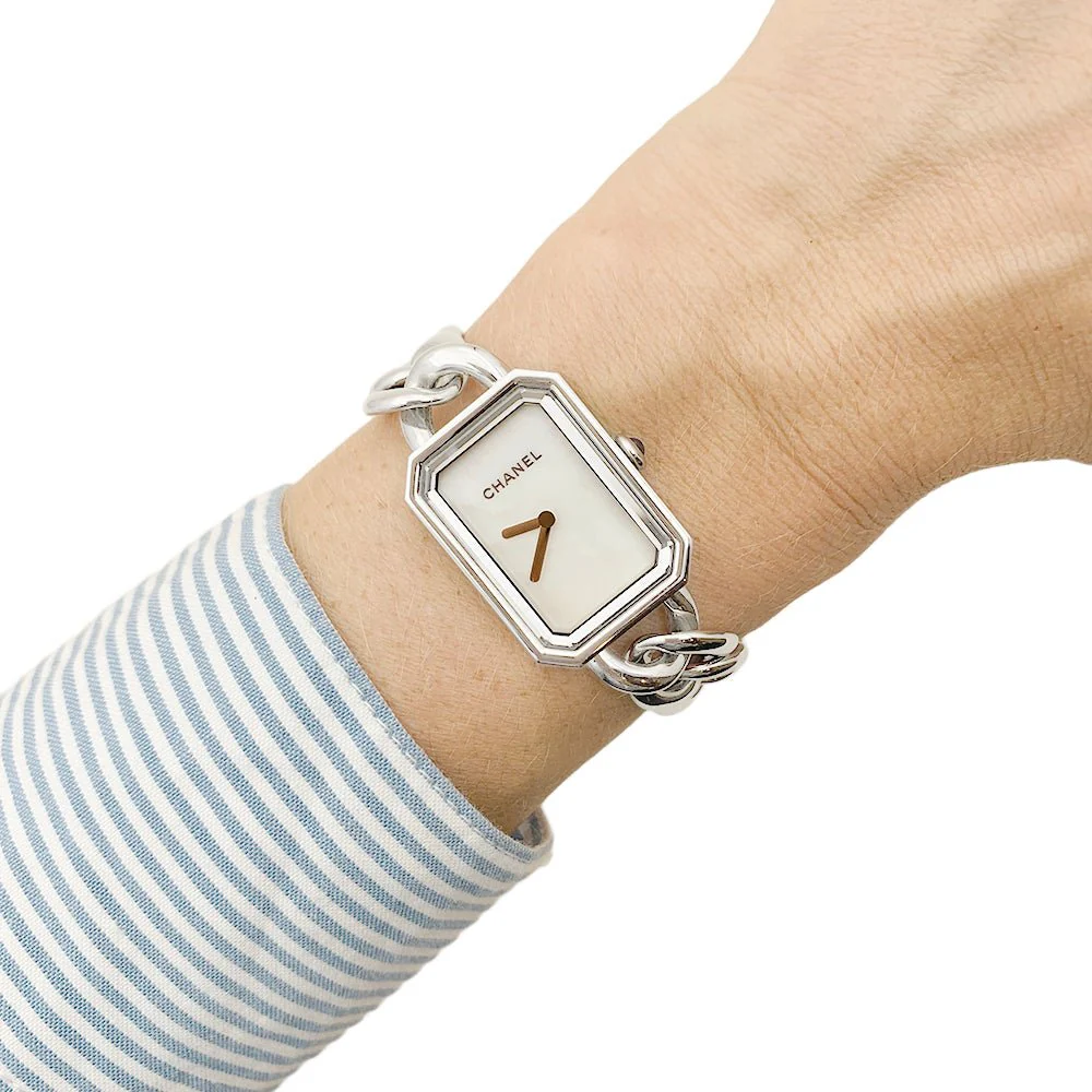 CHANEL “Première Chaîne Gourmette” watch in steel and mother-of-pearl - Image 2
