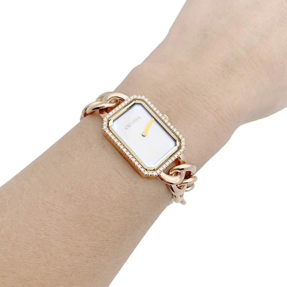 Chanel watch, “Première Chaîne Gourmette”, pink gold, diamonds. - Image 7