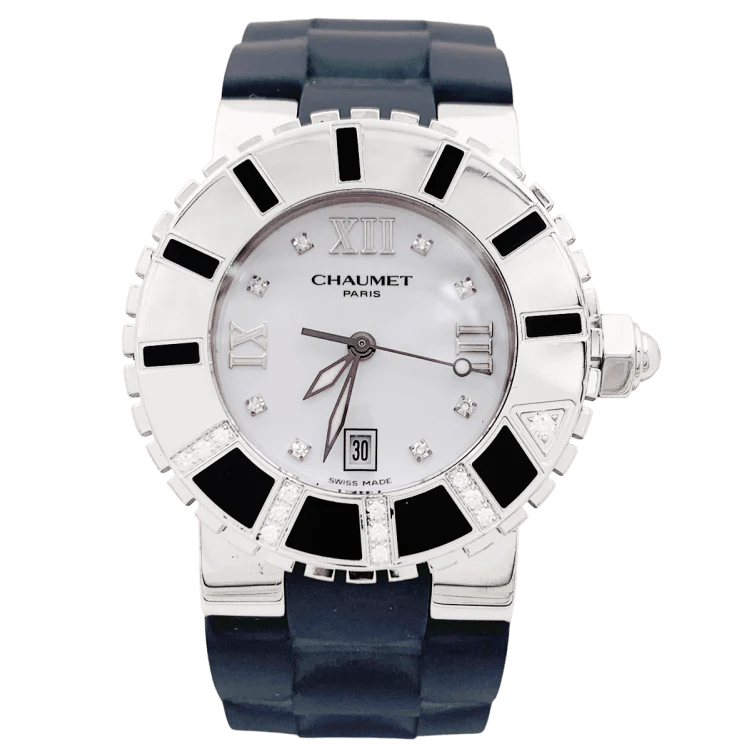CHAUMET "Class-One" watch in steel, rubber, enamel and diamonds