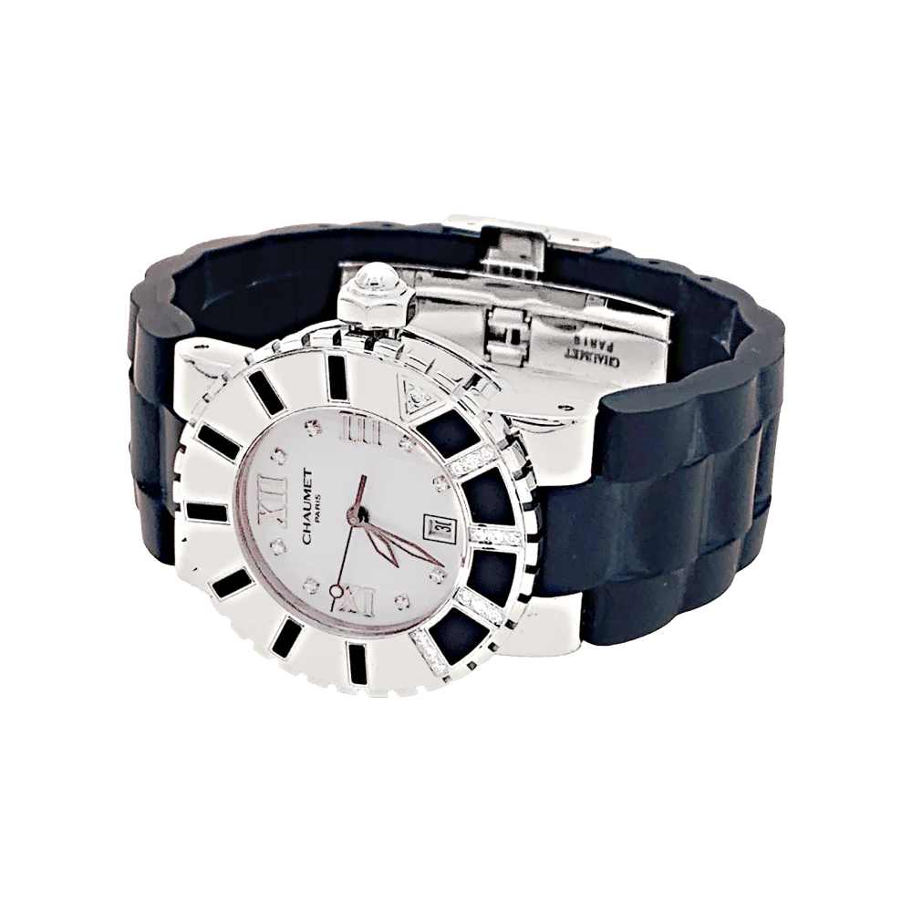 CHAUMET "Class-One" watch in steel, rubber, enamel and diamonds - Image 3