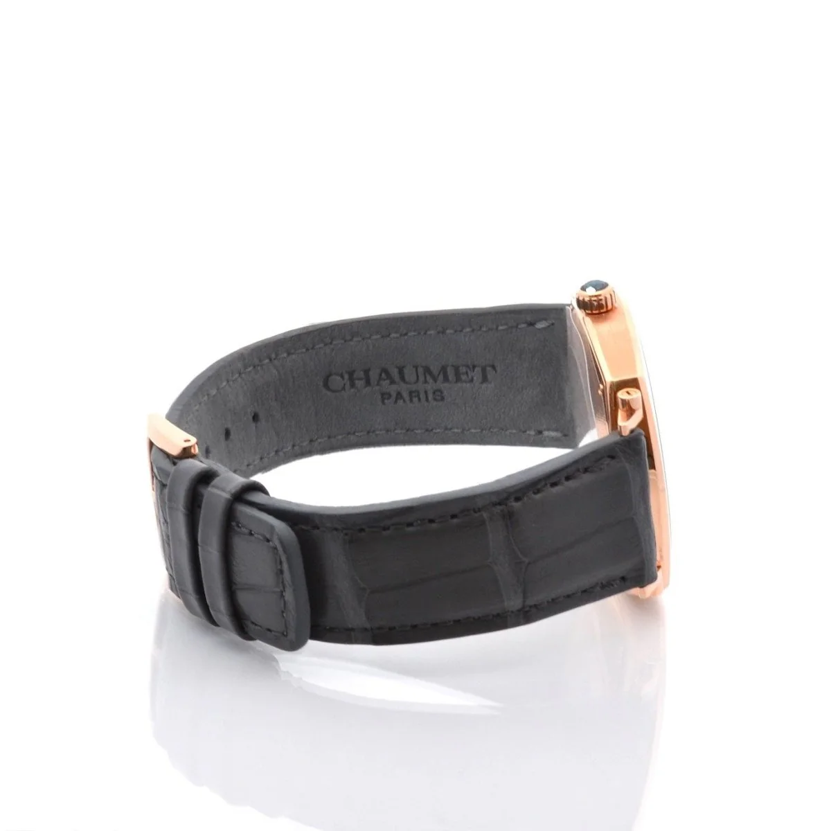 Watch CHAUMET "Dandy" in gold, leather and sapphire - Image 4