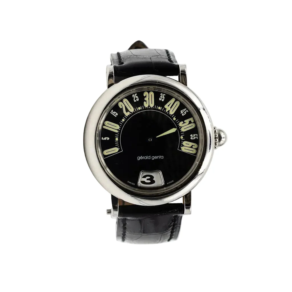 GÉRALD GENTA "Retro Classic" watch in steel and leather