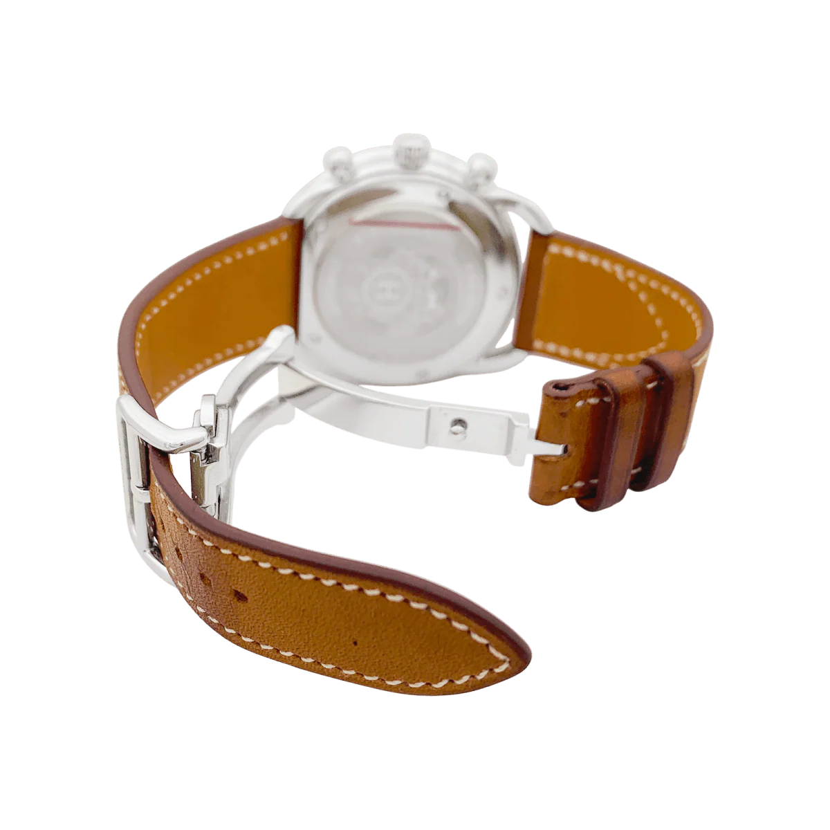 Watch Hermès, "Arceau Chronographe" in steel and leather. - Image 5