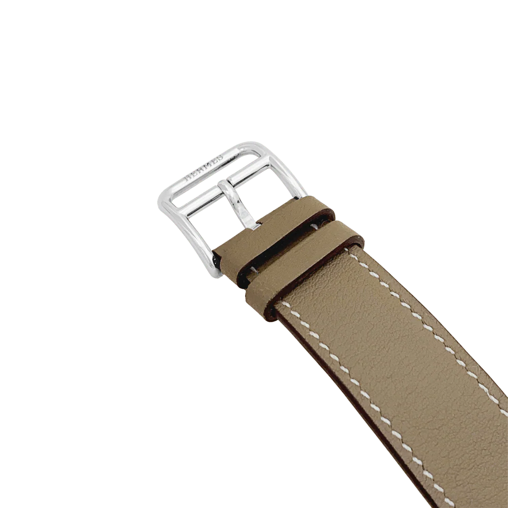 Watch HERMÈS "Cape Cod" in steel, silver and leather - Image 5