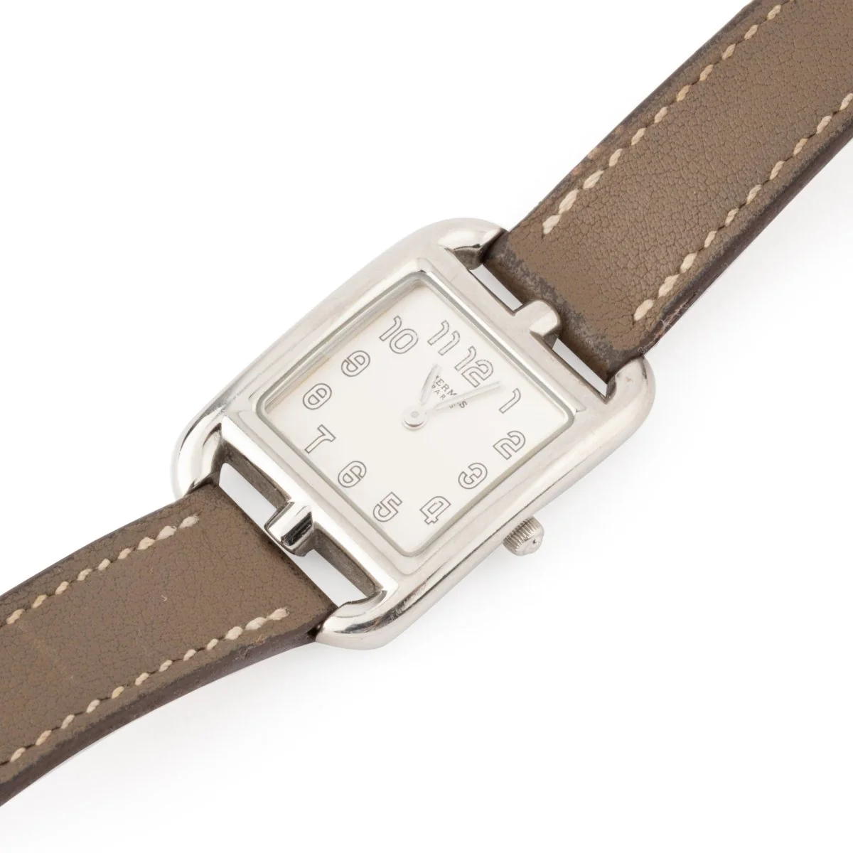 HERMÈS “Cape Cod” watch in steel and leather