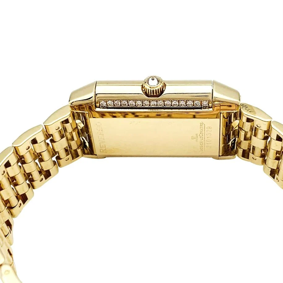 Jaeger Lecoultre "Reverso Duetto" watch in yellow gold, mother-of-pearl and diamonds. - Image 9