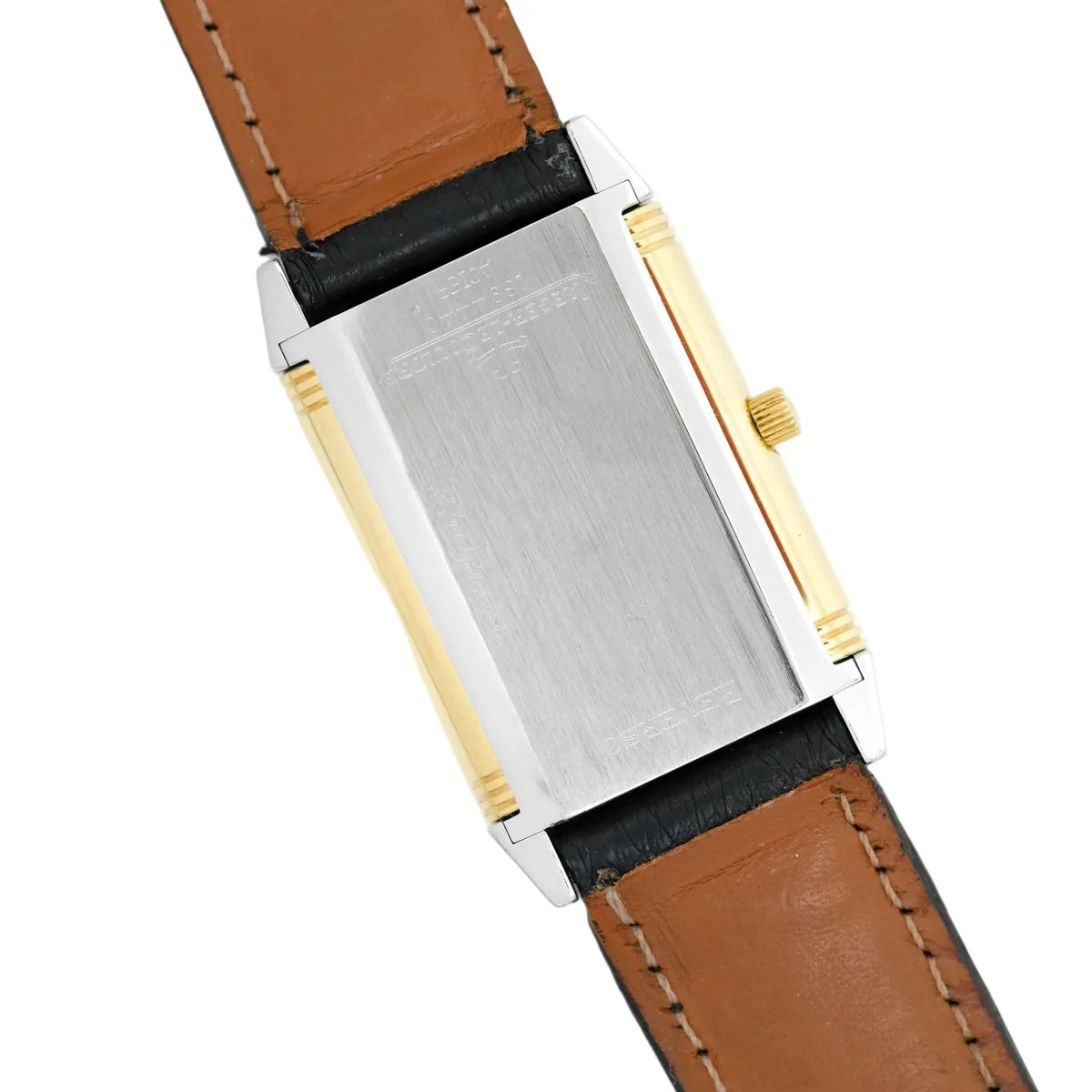 JAEGER-LECOULTRE "Reverso" GM watch in yellow gold, steel and leather - Image 6