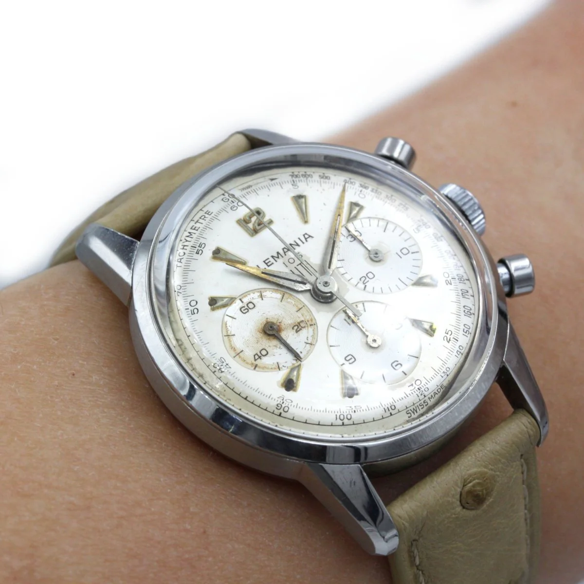 LEMANIA "Uti 105" Watch in steel and leather - Image 2