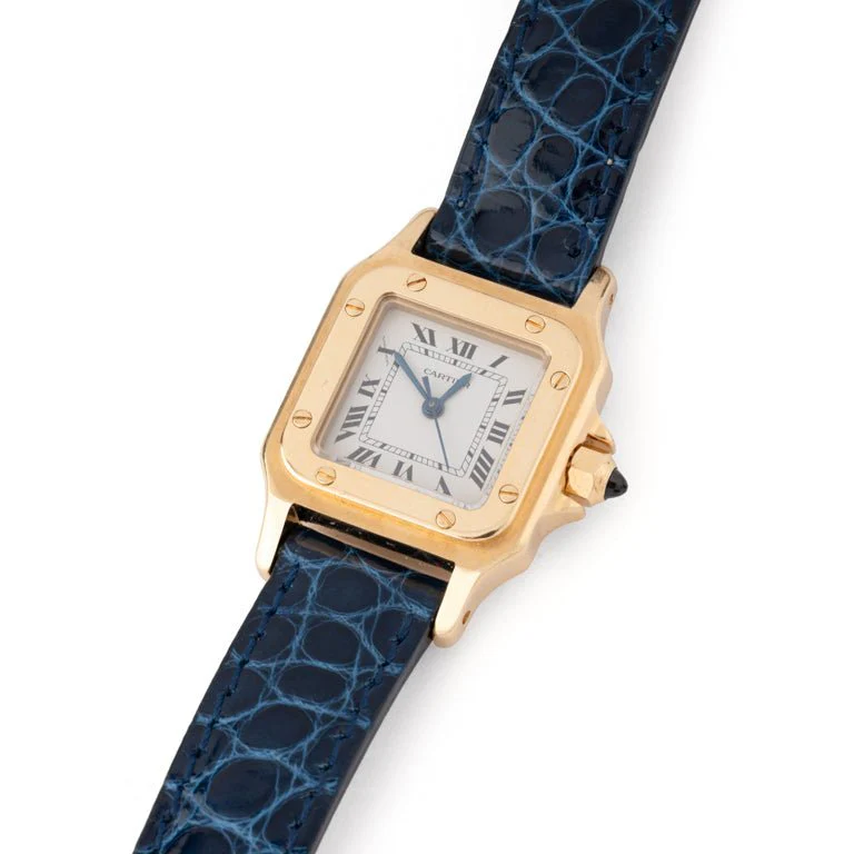 CARTIER "Santos" watch in yellow gold and leather - Image 2