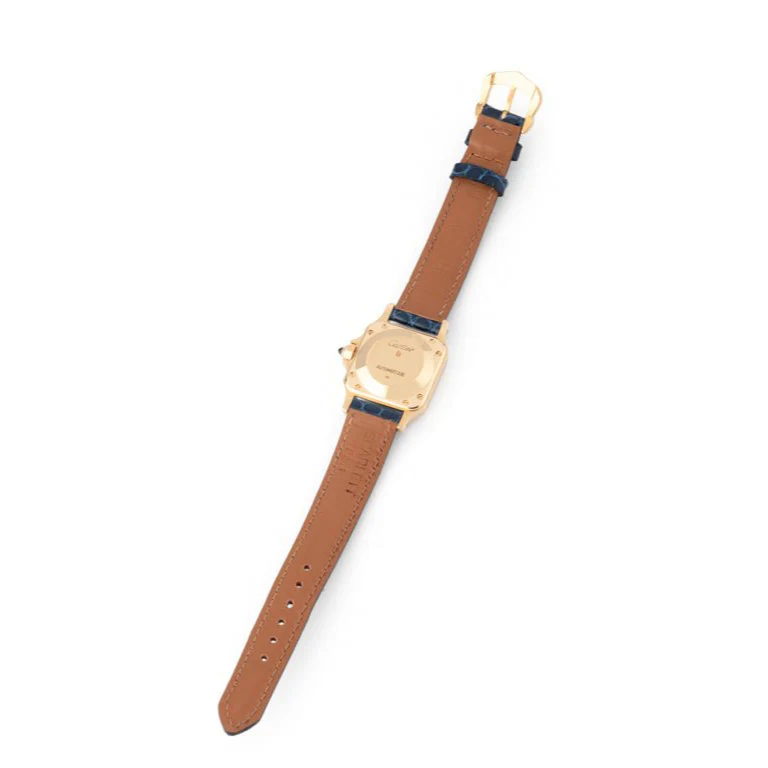 CARTIER "Santos" watch in yellow gold and leather - Image 3