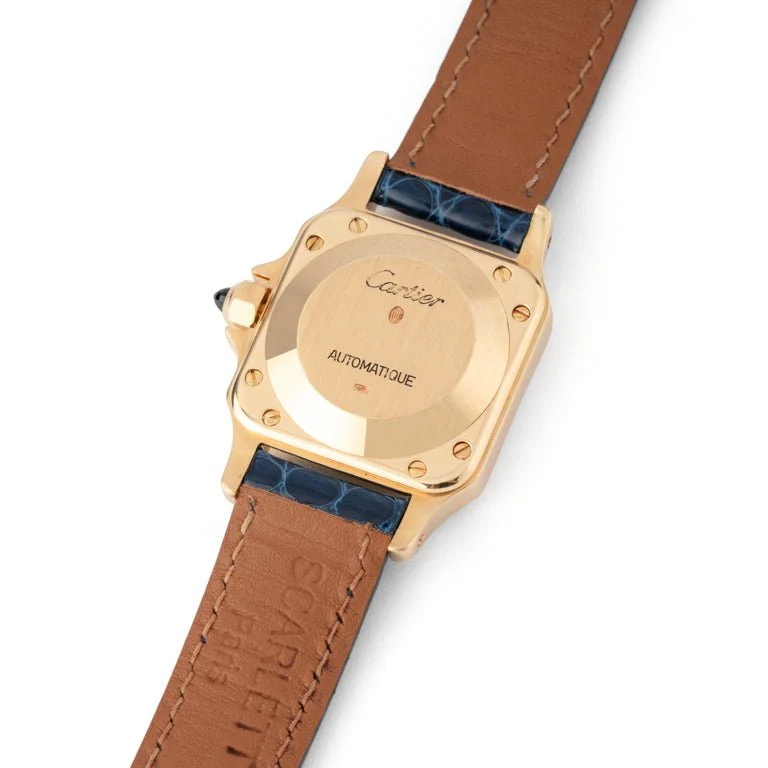 CARTIER "Santos" watch in yellow gold and leather - Image 4