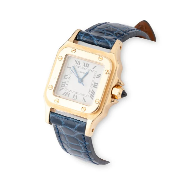 CARTIER "Santos" watch in yellow gold and leather - Image 5