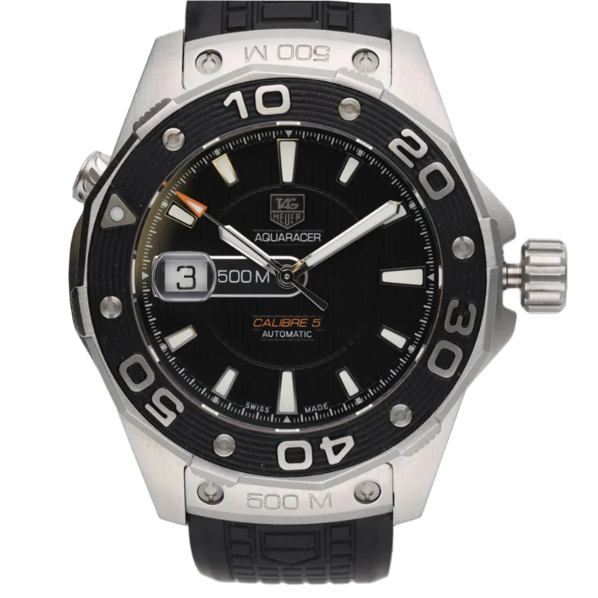 Watch TAG Heuer Aquaracer 500 m (Ref WAJ2110.FT6015) in steel from 2012. Full Set. 42 mm