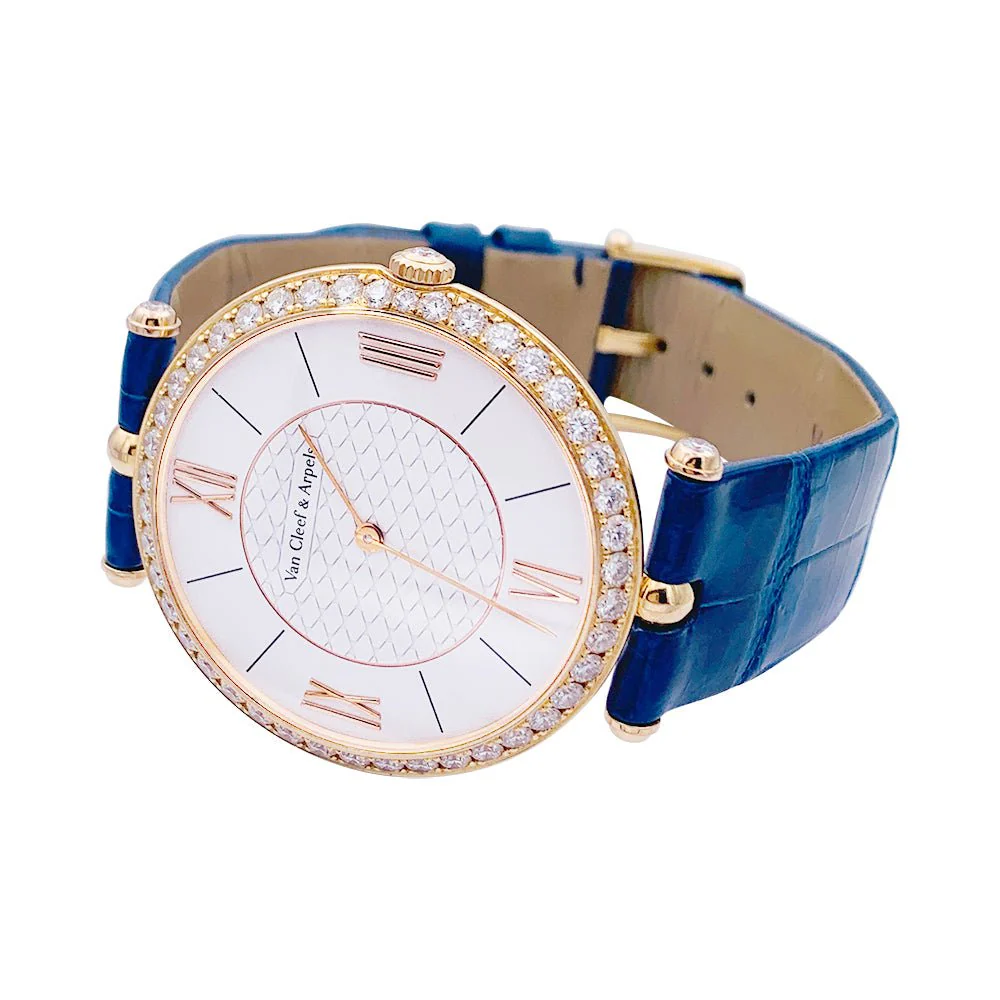 VAN CLEEF & ARPELS “Pierre Arpels” watch in pink gold, diamonds and leather - Image 3