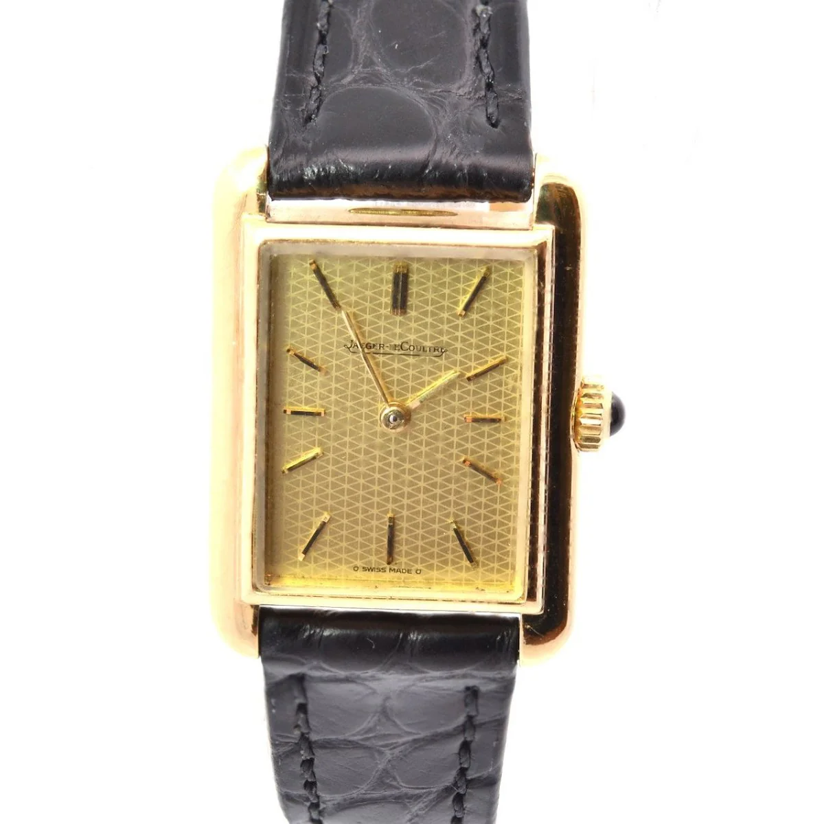 JAEGER-LECOULTRE watch in yellow gold and leather