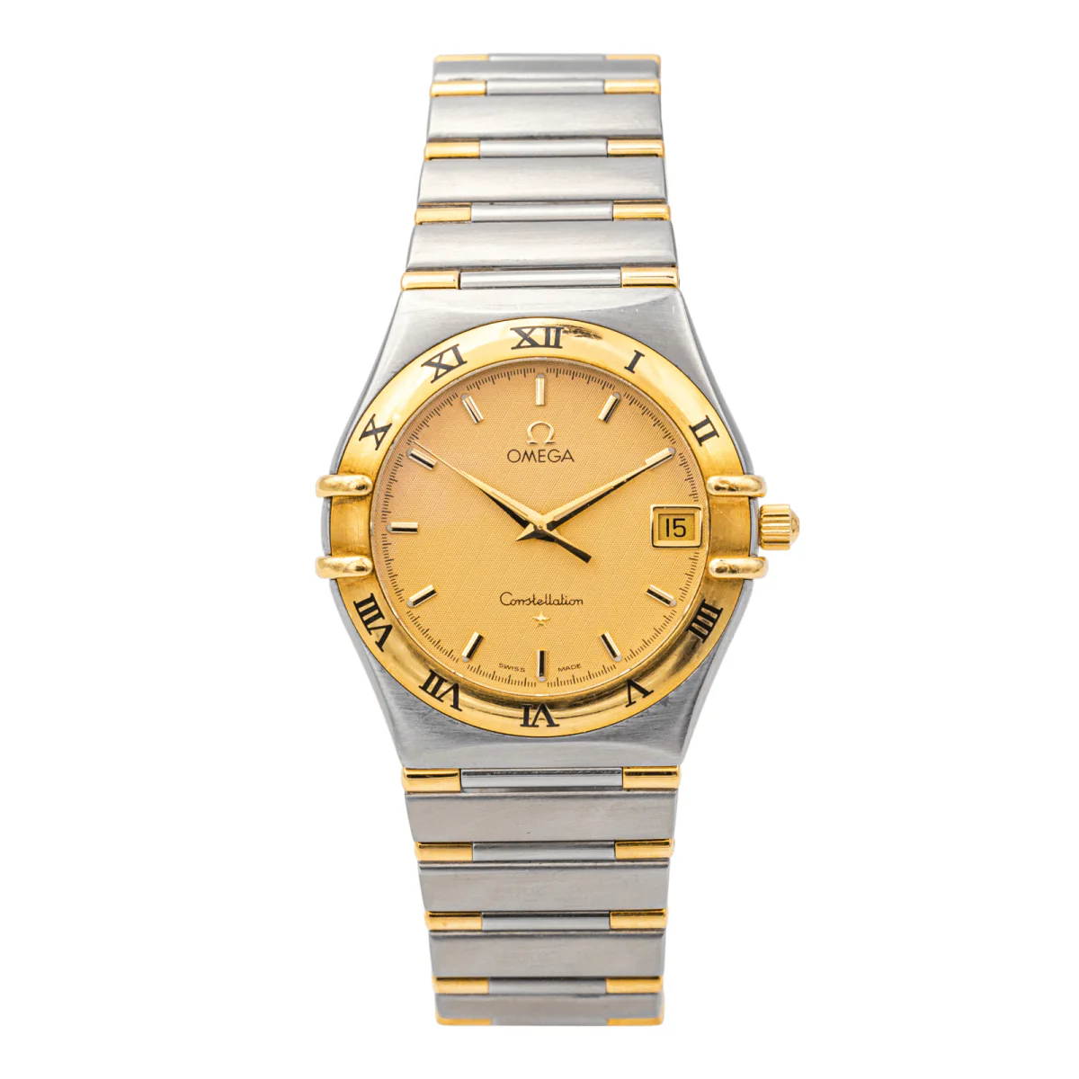 OMEGA "Constellation" watch in yellow gold, steel, quartz and sapphire