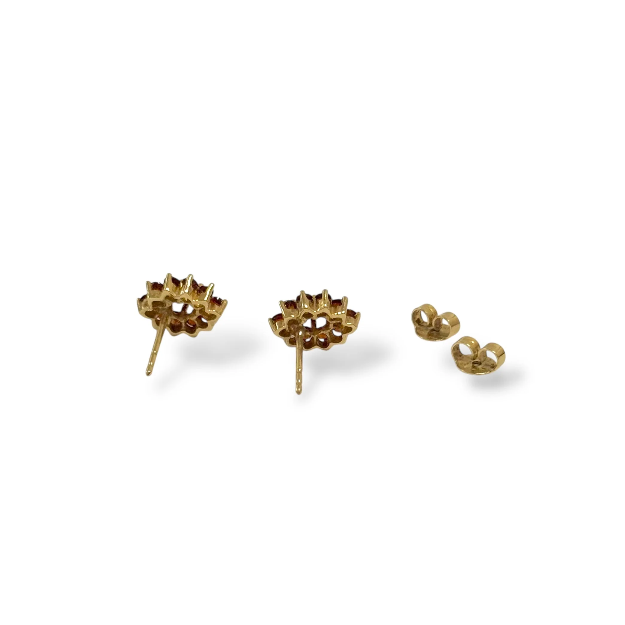 Earrings daisy in yellow gold and garnet - Image 4