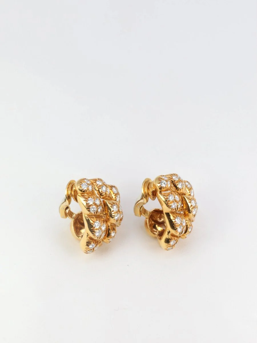 Gold and diamond pine cone ear clips, 1970 - Image 5