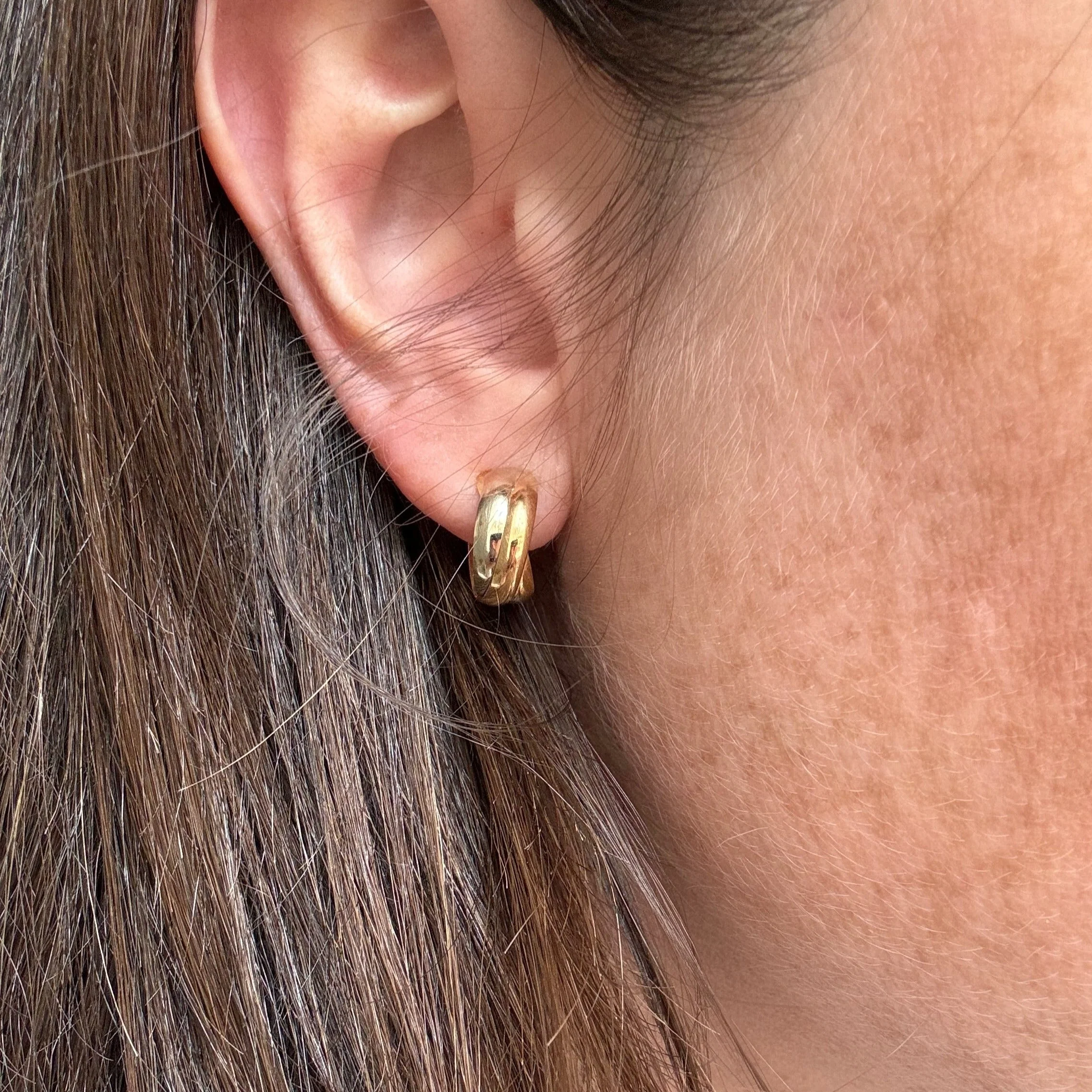 Earrings half-cresoles in yellow gold, white gold and rose gold - Image 2