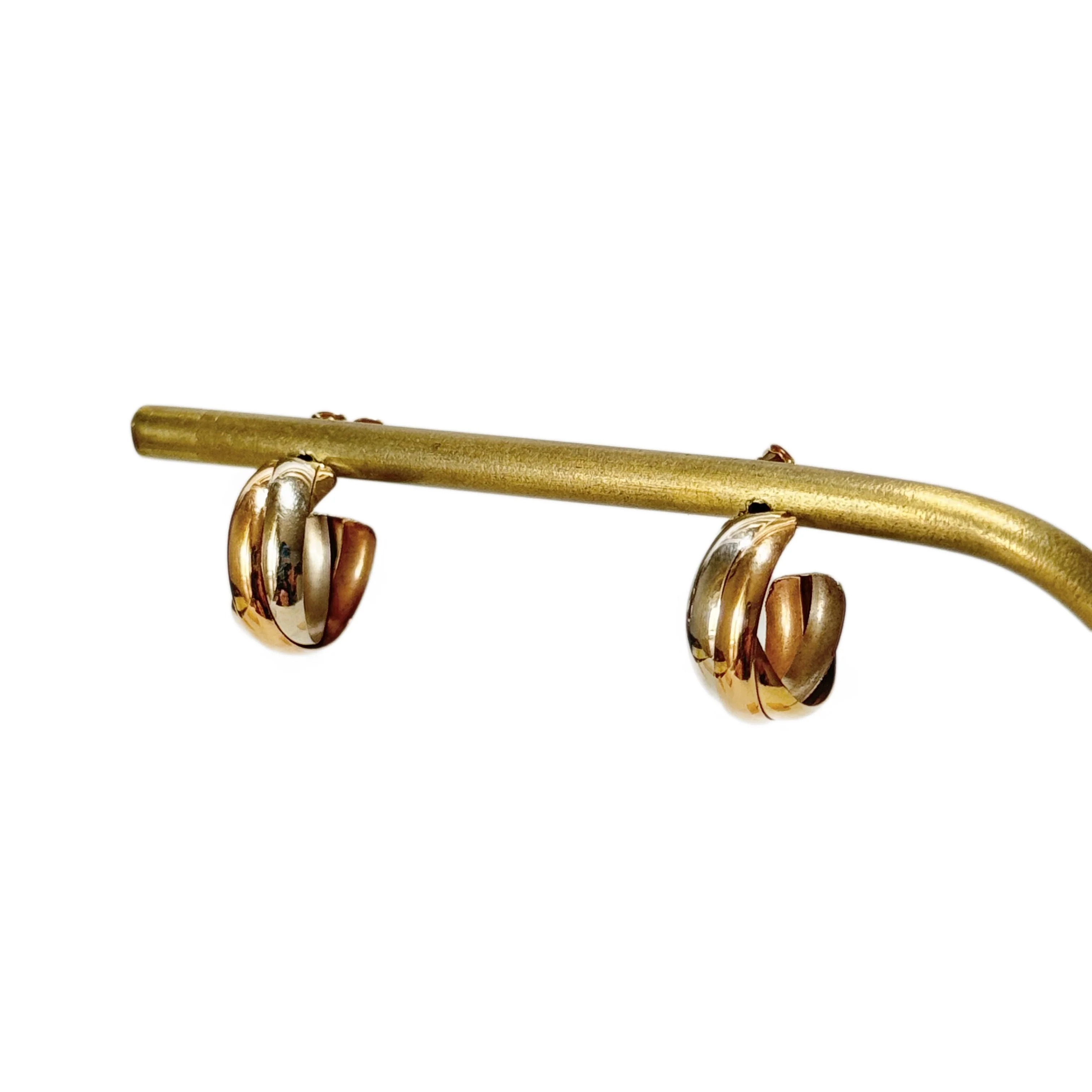 Earrings half-cresoles in yellow gold, white gold and rose gold - Image 3