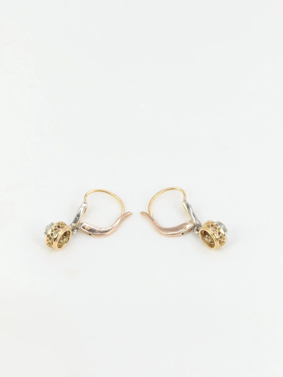 Pair of antique gold and old-cut diamond sleepers - Image 4