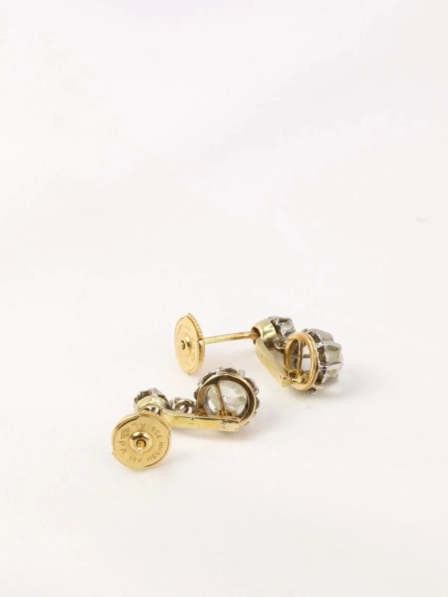 Gold and old-cut diamond sleepers 1.5 ct - Image 6