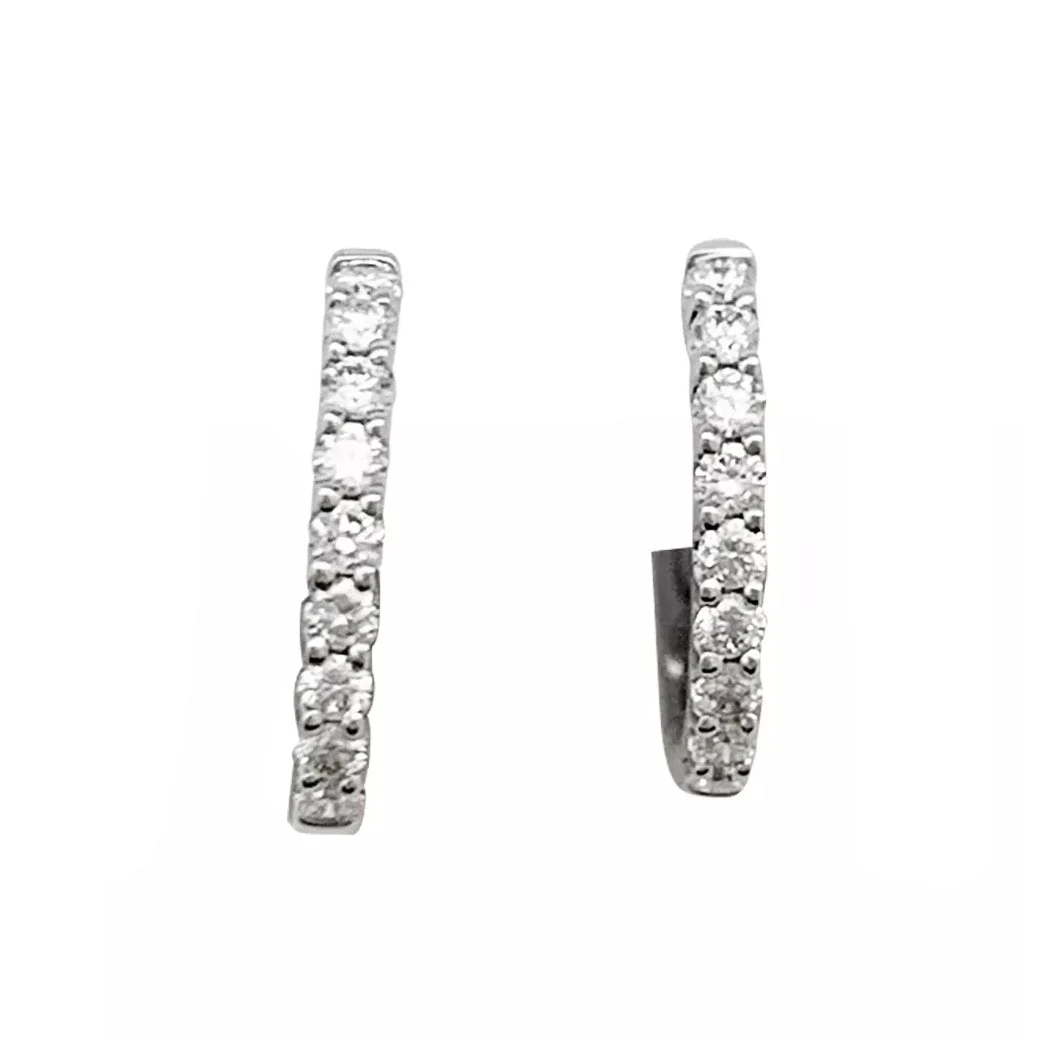 Pair of small hoop earrings in white gold, diamonds.