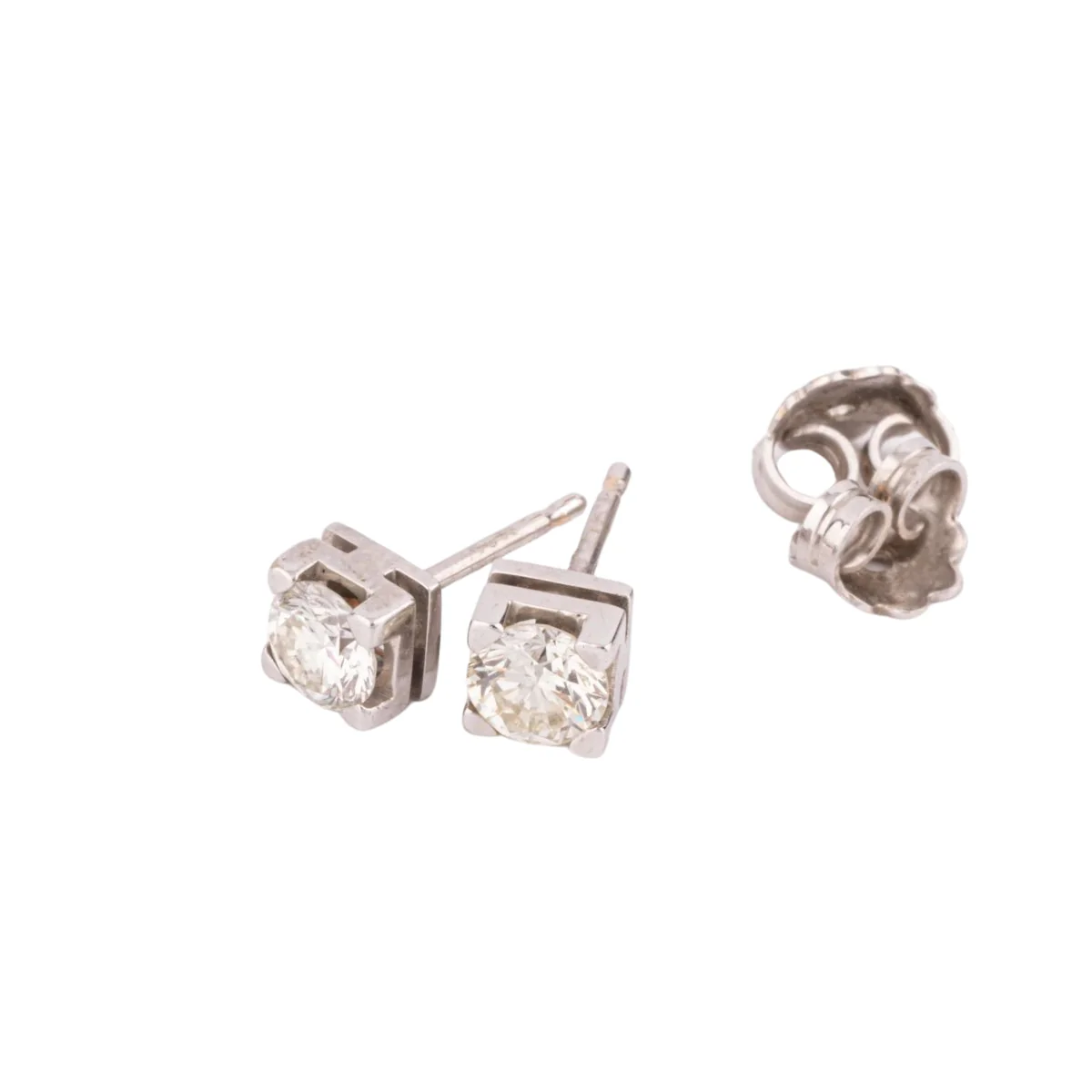 Pair of modern cut diamond stud earrings - Image 3