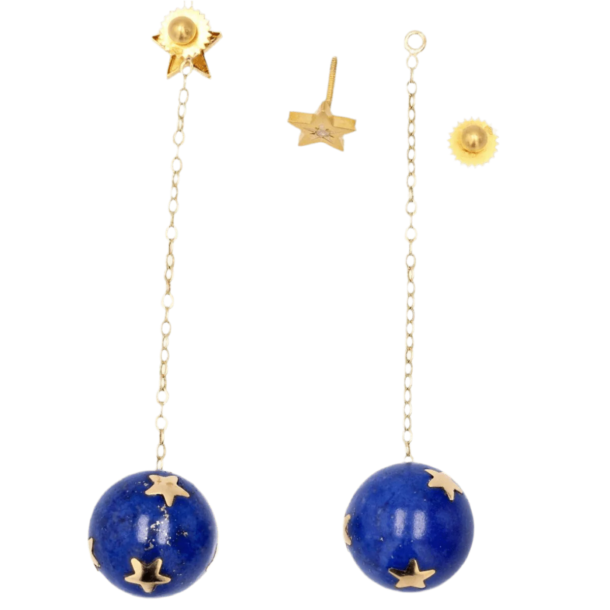 Earrings Hanging in yellow gold, lapis lazuli and diamonds - Image 5