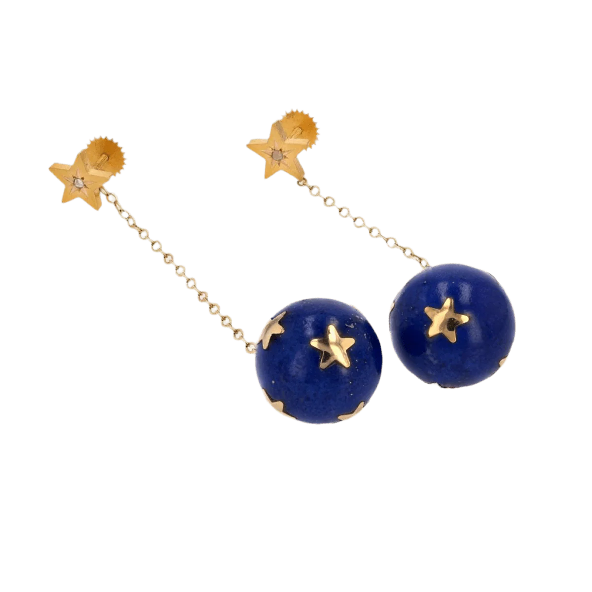 Earrings Hanging in yellow gold, lapis lazuli and diamonds - Image 6