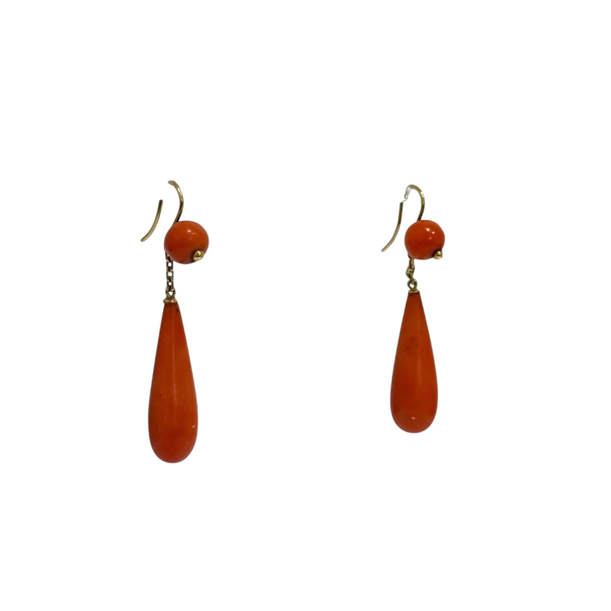 Boucles d'oreilles goutte en or jaune et corail - Image 3