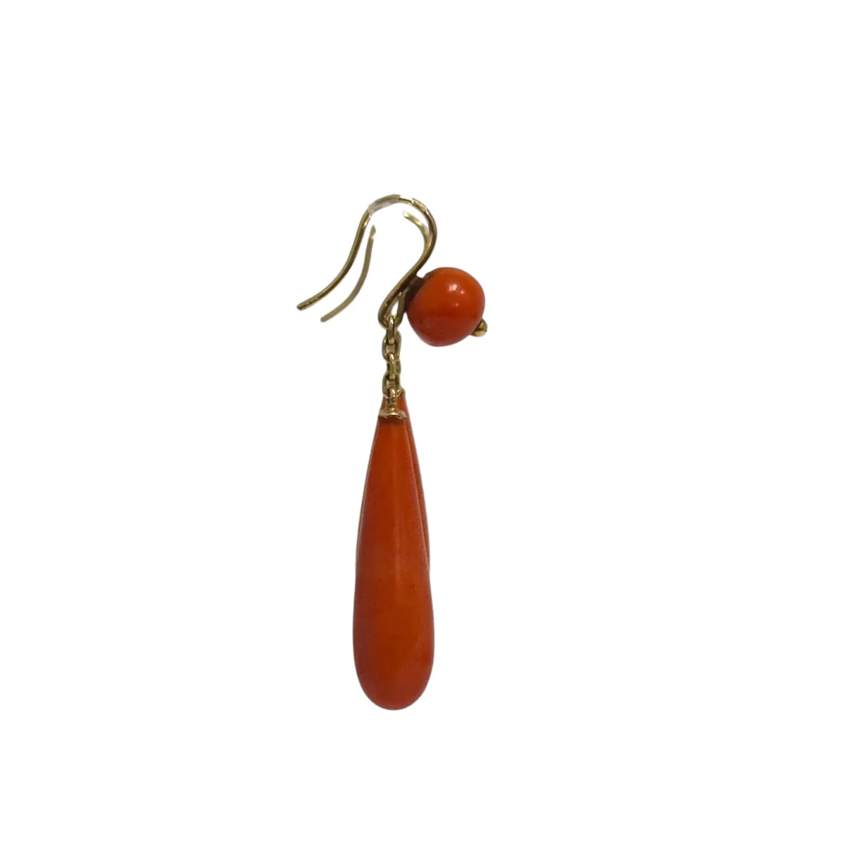 Boucles d'oreilles goutte en or jaune et corail - Image 4