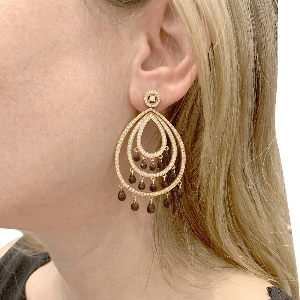 Earrings Pendant in rose gold, tourmalines and diamonds - Image 2