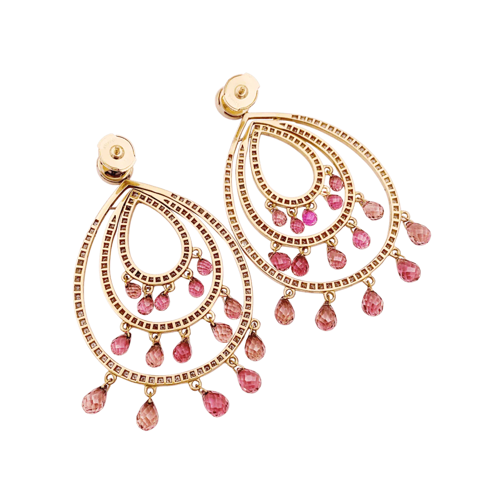 Earrings Pendant in rose gold, tourmalines and diamonds - Image 4
