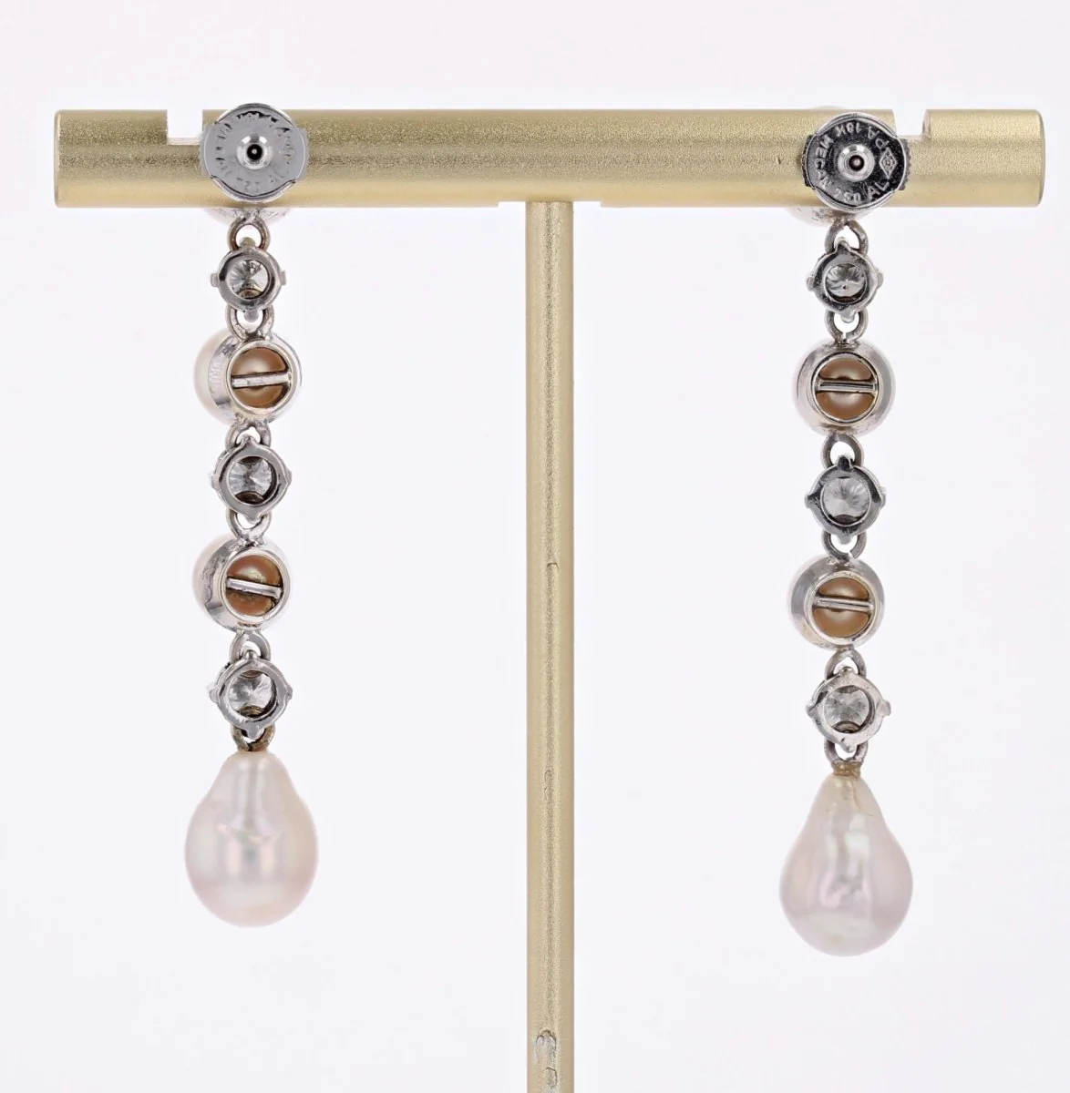 Earrings Hanging in white gold, pearls and diamonds - Image 5