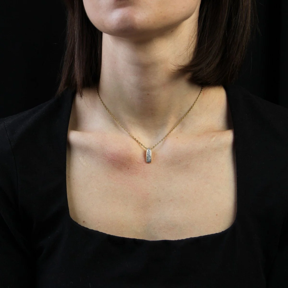 Pendant in yellow gold, white gold and diamonds - Image 2