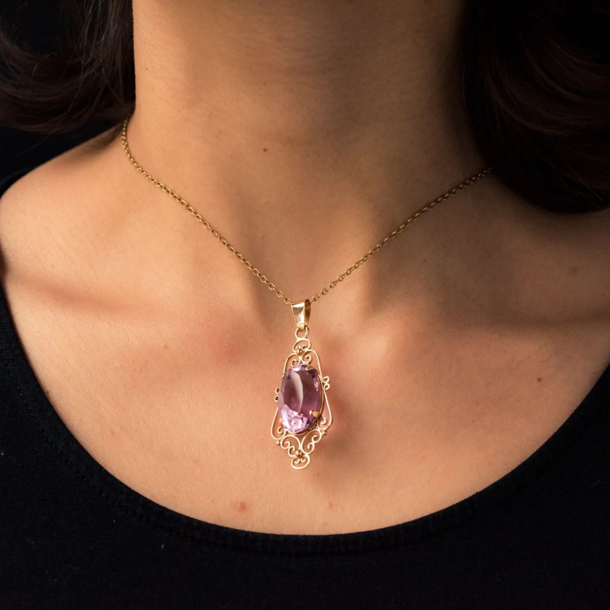 Rose gold and amethyst pendant - Image 2