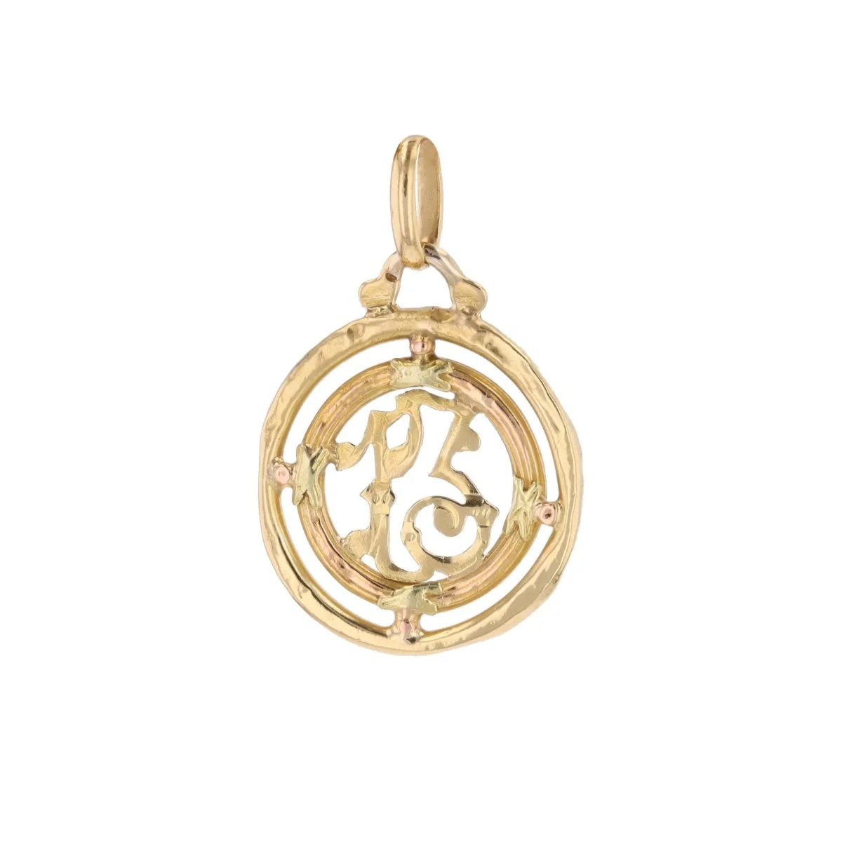 Antique Pendant in Yellow gold and green gold