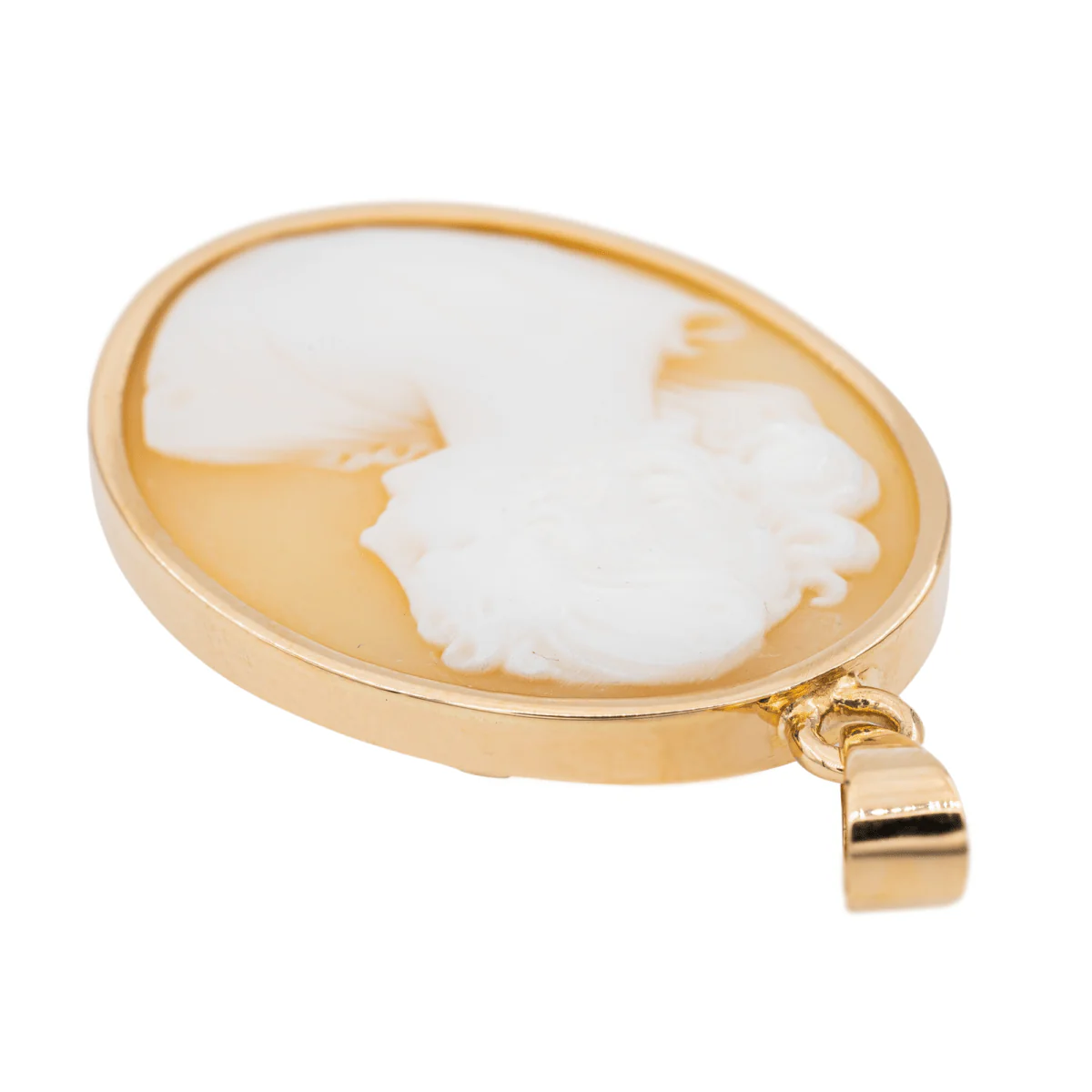 Yellow Gold Cameo Shell Pendant - Image 5