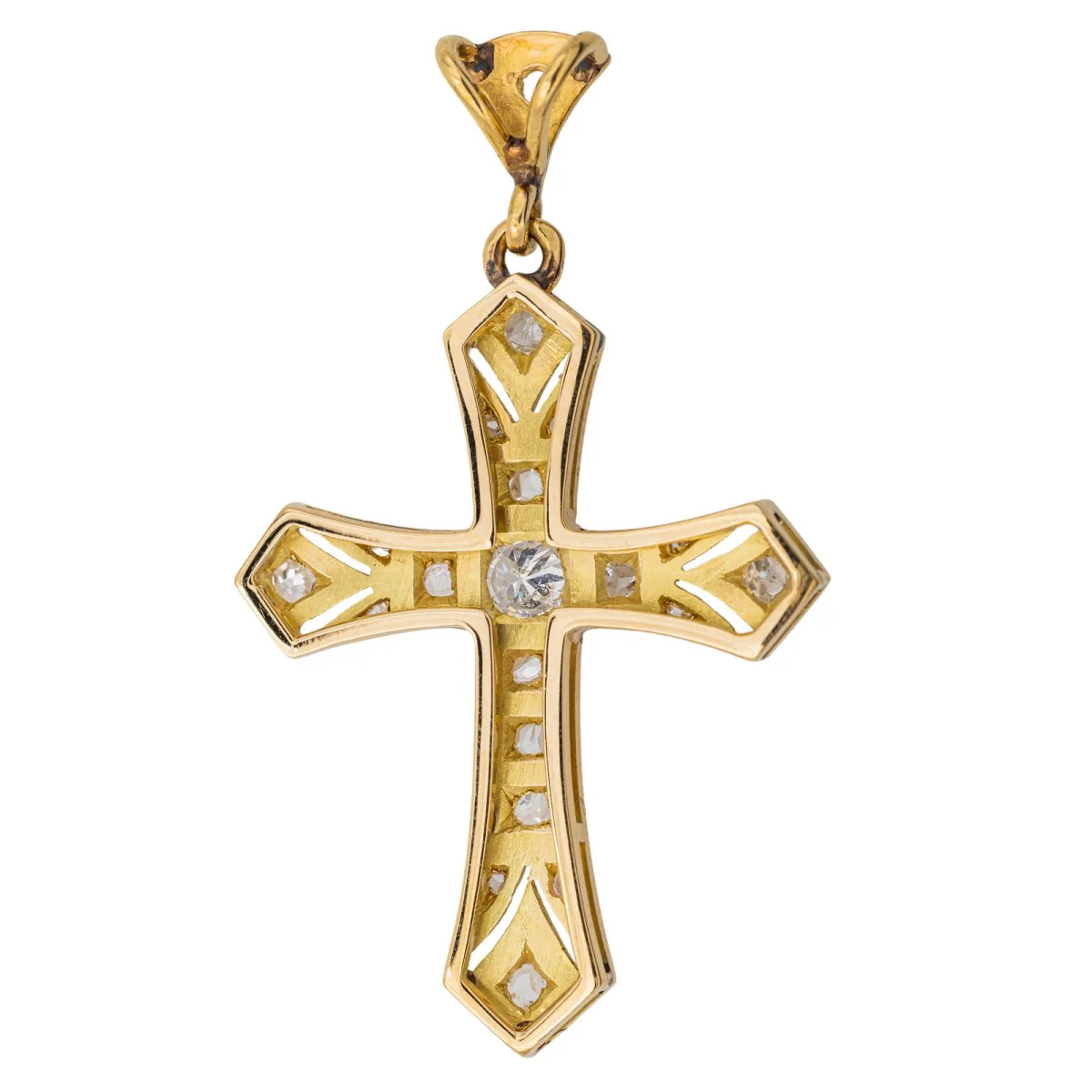 Yellow gold cross pendant diamond - Image 2